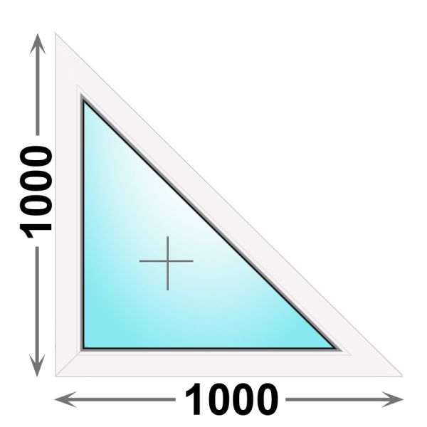 Треугольное пластиковое окно 1000x1000 глухое правое, профиль - MELKE Lite 60 (однокамерный стеклопакет)
