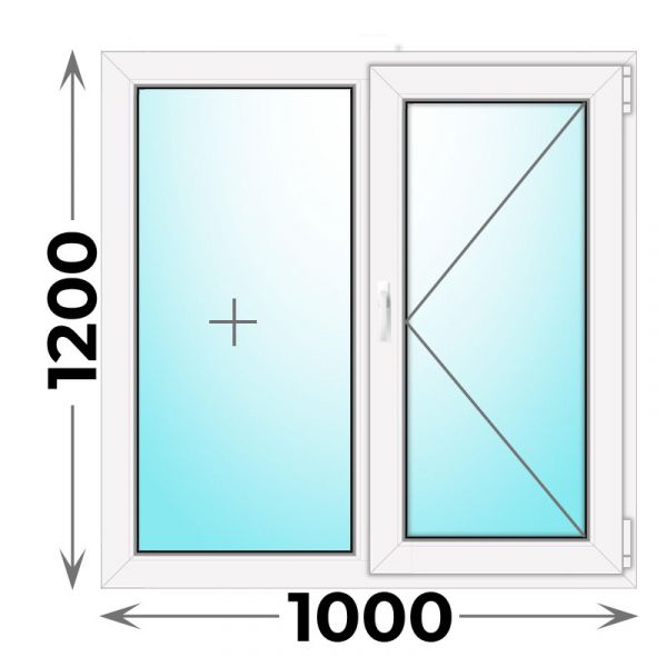 Пластиковое окно двухстворчатое 1000x1200 (KBE)