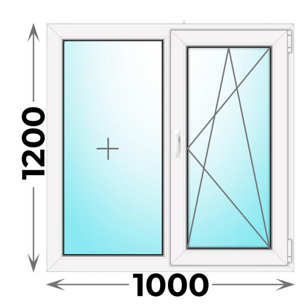 Пластиковое окно 1000x1200 двухстворчатое (MELKE)