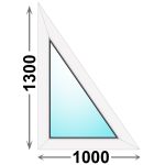 Треугольное пластиковое окно 1000x1300 глухое правое, профиль - MELKE Lite 60 (двухкамерный стеклопакет)