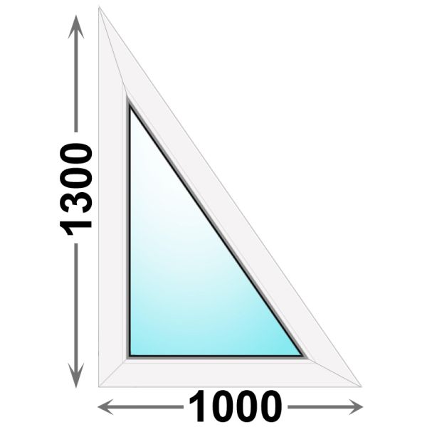 Треугольное пластиковое окно 1000x1300 глухое правое, профиль - MELKE Lite 60 (однокамерный стеклопакет)