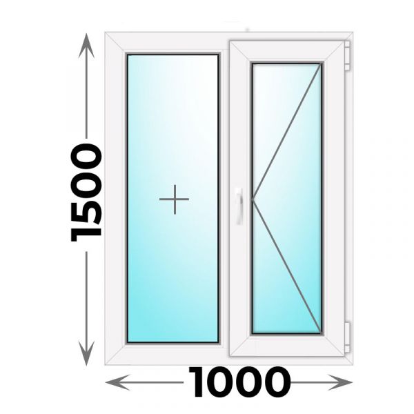 Пластиковое окно двухстворчатое 1000x1500 (KBE)