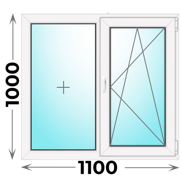 Пластиковое окно 1100x1000 двухстворчатое (Veka WHS)