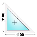 Треугольное пластиковое окно 1100x1100 глухое правое, профиль - MELKE Lite 60 (двухкамерный стеклопакет)