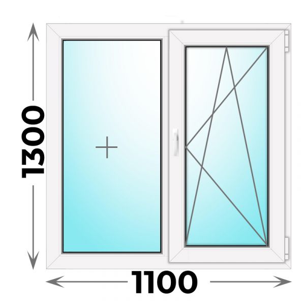Пластиковое окно 1100x1300 двухстворчатое (MELKE)
