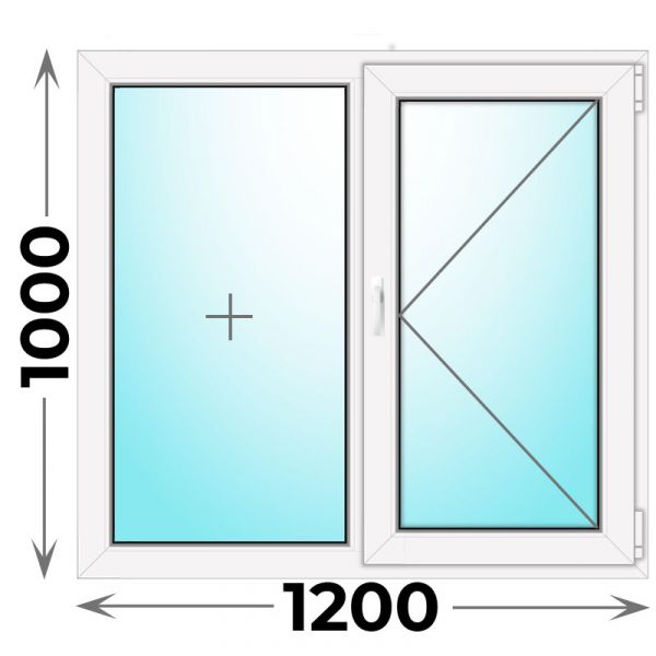 Пластиковое окно двухстворчатое 1200x1000 (KBE)