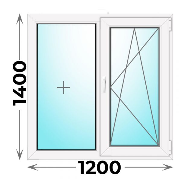 Пластиковое окно 1200x1400 двухстворчатое (MELKE)