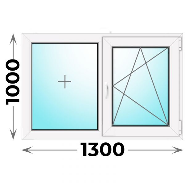 Пластиковое окно 1300x1000 двухстворчатое (MELKE)