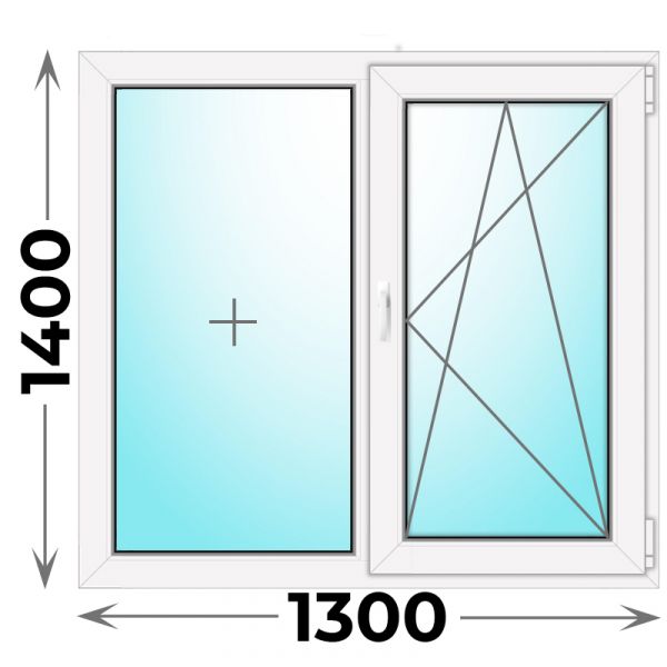 Пластиковое окно 1300x1400 двухстворчатое (MELKE)