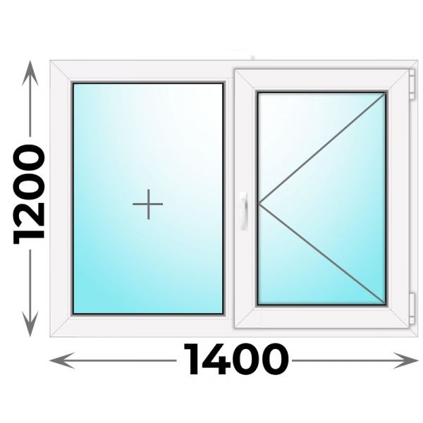 Пластиковое окно двухстворчатое 1400x1200 (KBE)