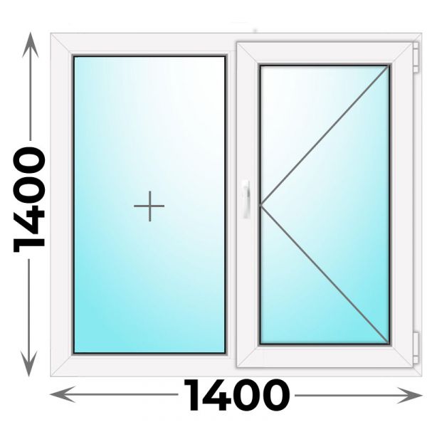 Пластиковое окно двухстворчатое 1400x1400 (KBE)