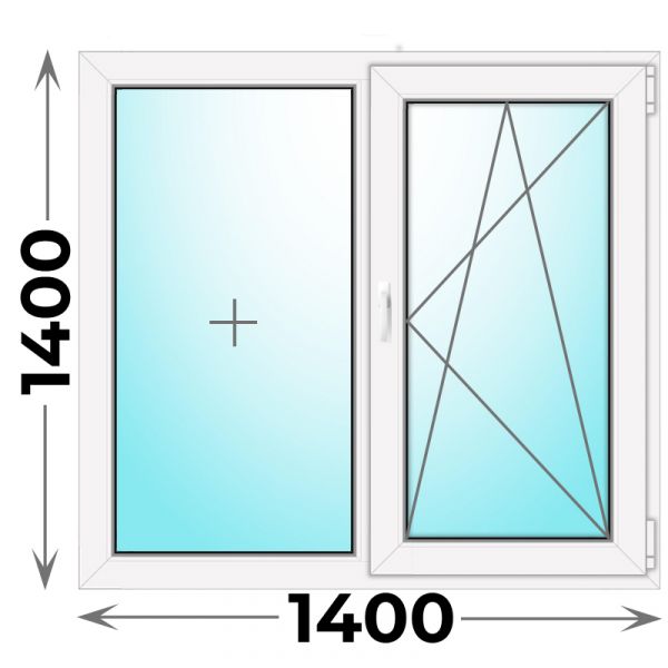Готовое пластиковое окно двухстворчатое 1400x1400 (REHAU)