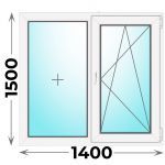 Пластиковое окно 1400x1500 двухстворчатое (Veka WHS)