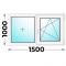 Пластиковое окно 1500x1000 двухстворчатое (MELKE)