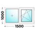 Пластиковое окно 1500x1000 двухстворчатое, профиль - MELKE Lite 60 (двухкамерный стеклопакет)