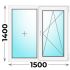 Пластиковое окно 1500x1400 двухстворчатое, профиль - MELKE Lite 60 (двухкамерный стеклопакет)