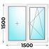 Пластиковое окно 1500x1500 двухстворчатое, профиль - MELKE Lite 60 (двухкамерный стеклопакет)