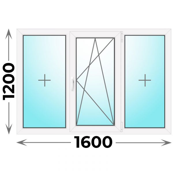 Пластиковое окно 1600x1200 трехстворчатое (Veka WHS)