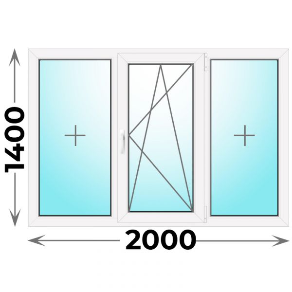 Пластиковое окно 2000x1400 трехстворчатое (Veka WHS)