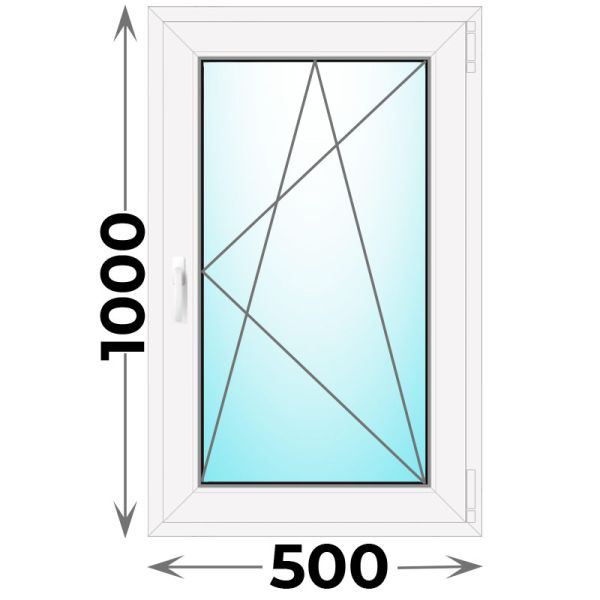 Пластиковое окно 500x1000 одностворчатое, профиль - MELKE Lite 60 (двухкамерный стеклопакет)