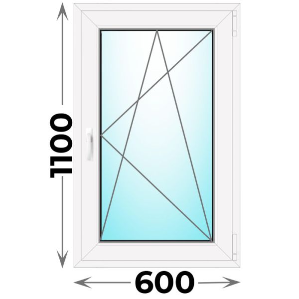 Пластиковое окно одностворчатое 600x1100 (Novotex)