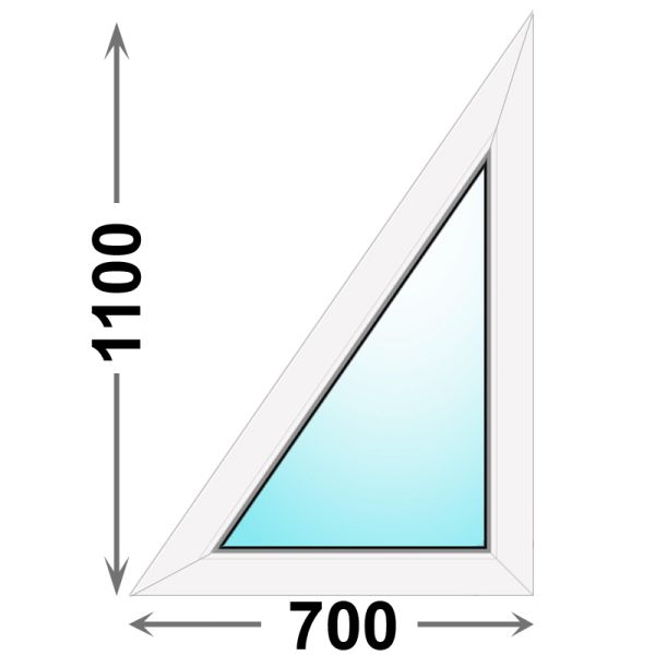Треугольное пластиковое окно 700x1100 глухое левое, профиль - MELKE Lite 60 (двухкамерный стеклопакет)