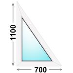 Треугольное пластиковое окно 700x1100 глухое правое, профиль - MELKE Lite 60 (двухкамерный стеклопакет)