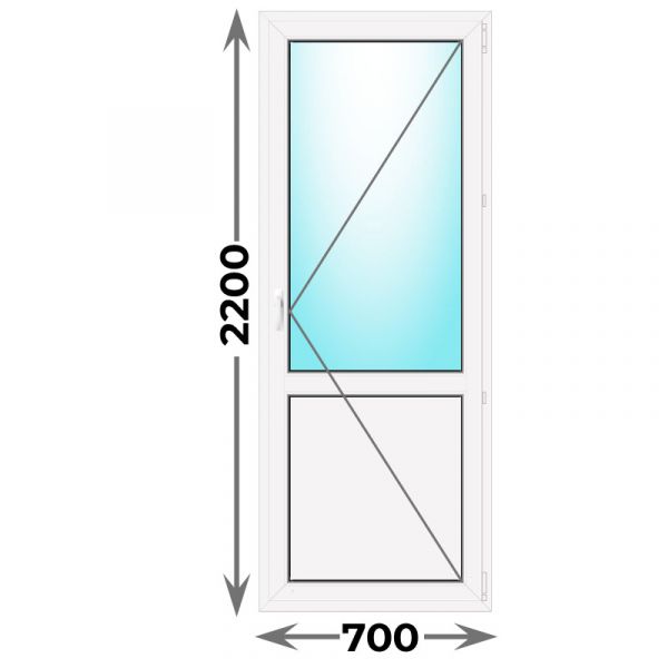 Дверь пластиковая балконная 700x2200 Правая (Novotex)