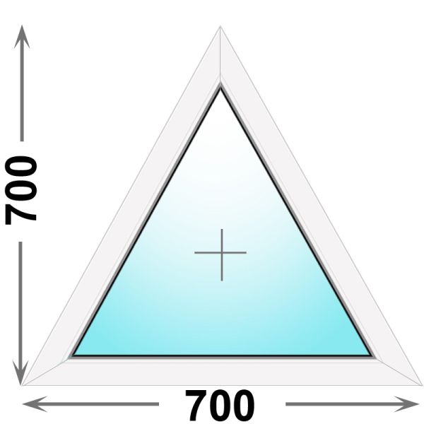 Треугольное пластиковое окно 700x700 глухое, профиль - MELKE Lite 60 (однокамерный стеклопакет)