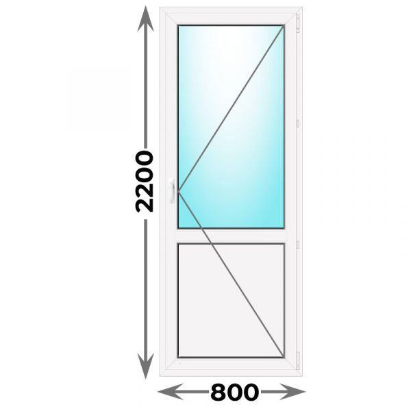Дверь пластиковая балконная 800x2200 Правая (Novotex)