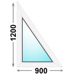 Треугольное пластиковое окно 900x1200 глухое правое, профиль - MELKE Lite 60 (двухкамерный стеклопакет)