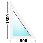 Треугольное пластиковое окно 900x1300 глухое правое, профиль - MELKE Lite 60 (двухкамерный стеклопакет)