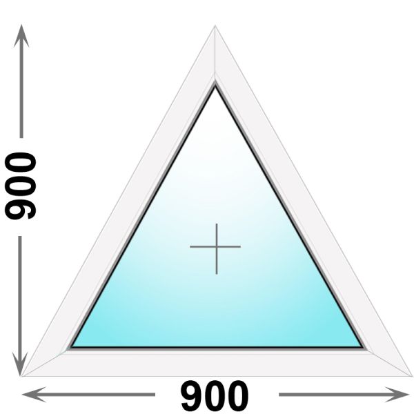 Треугольное пластиковое окно 900x900 глухое, профиль - MELKE Lite 60 (однокамерный стеклопакет)