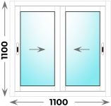 Окно алюминиевое 1100x1100 двухстворчатое раздвижное Provedal