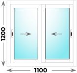 Окно алюминиевое 1100x1200 двухстворчатое раздвижное Provedal