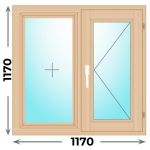 Деревянное окно двухстворчатое 1170х1170