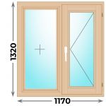 Деревянное окно двухстворчатое 1170x1320