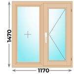 Деревянное окно двухстворчатое 1170x1470