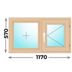 Деревянное окно двухстворчатое 1170х570