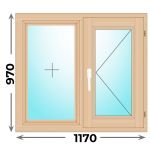 Деревянное окно двухстворчатое 1170х970