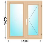 Деревянное окно двухстворчатое 1320x1470