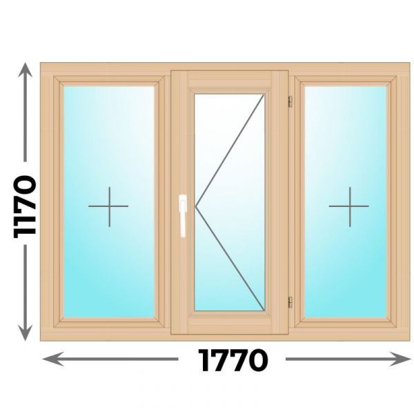 Деревянное окно трехстворчатое 1770х1170