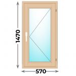Деревянное окно одностворчатое 570х1470