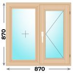 Деревянное окно двухстворчатое 870x870