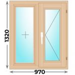 Деревянное окно двухстворчатое 970x1320